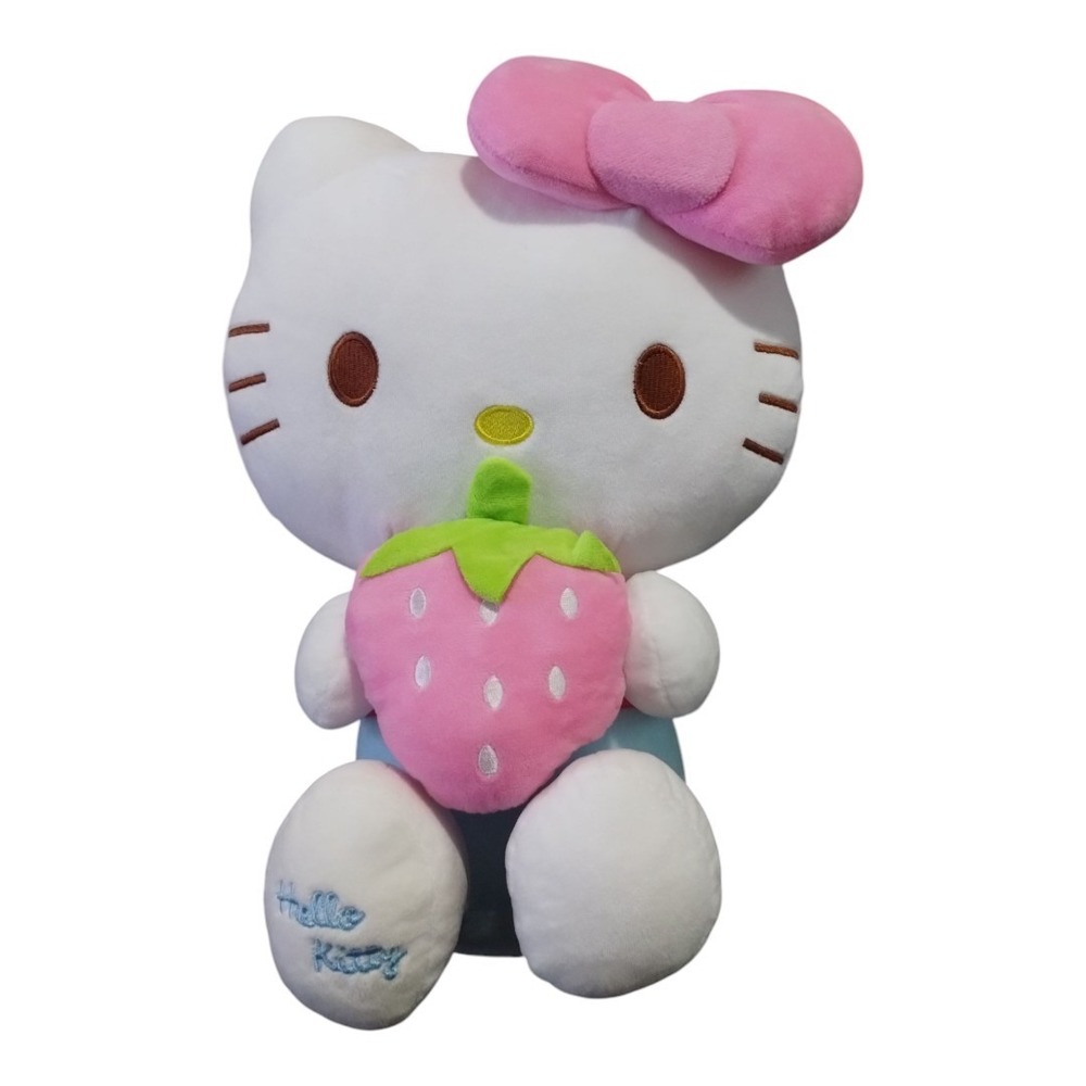 Sanrio‎ Hello Kitty Pink Strawberry Stuffed Animal Plush Toy Red Stripes 14"